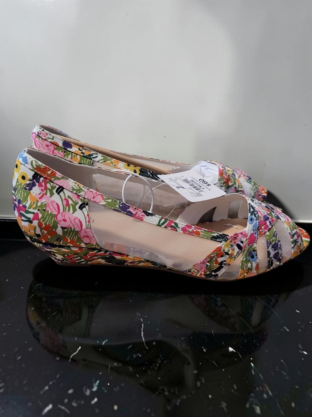 jcpenney Floral Multicolor Peep-Toe Flats in Pink, Yellow, Green, Blue